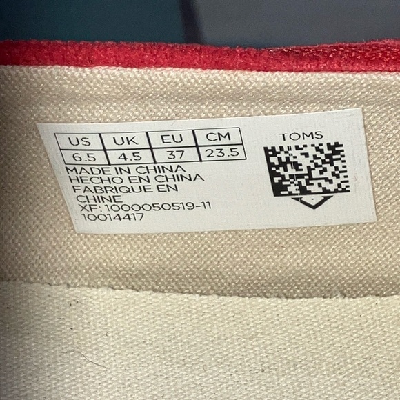 NWT - Toms 6.5 women’s Red Loafers corduroy Slip-Ons loafers shoes - Picture 7 of 13